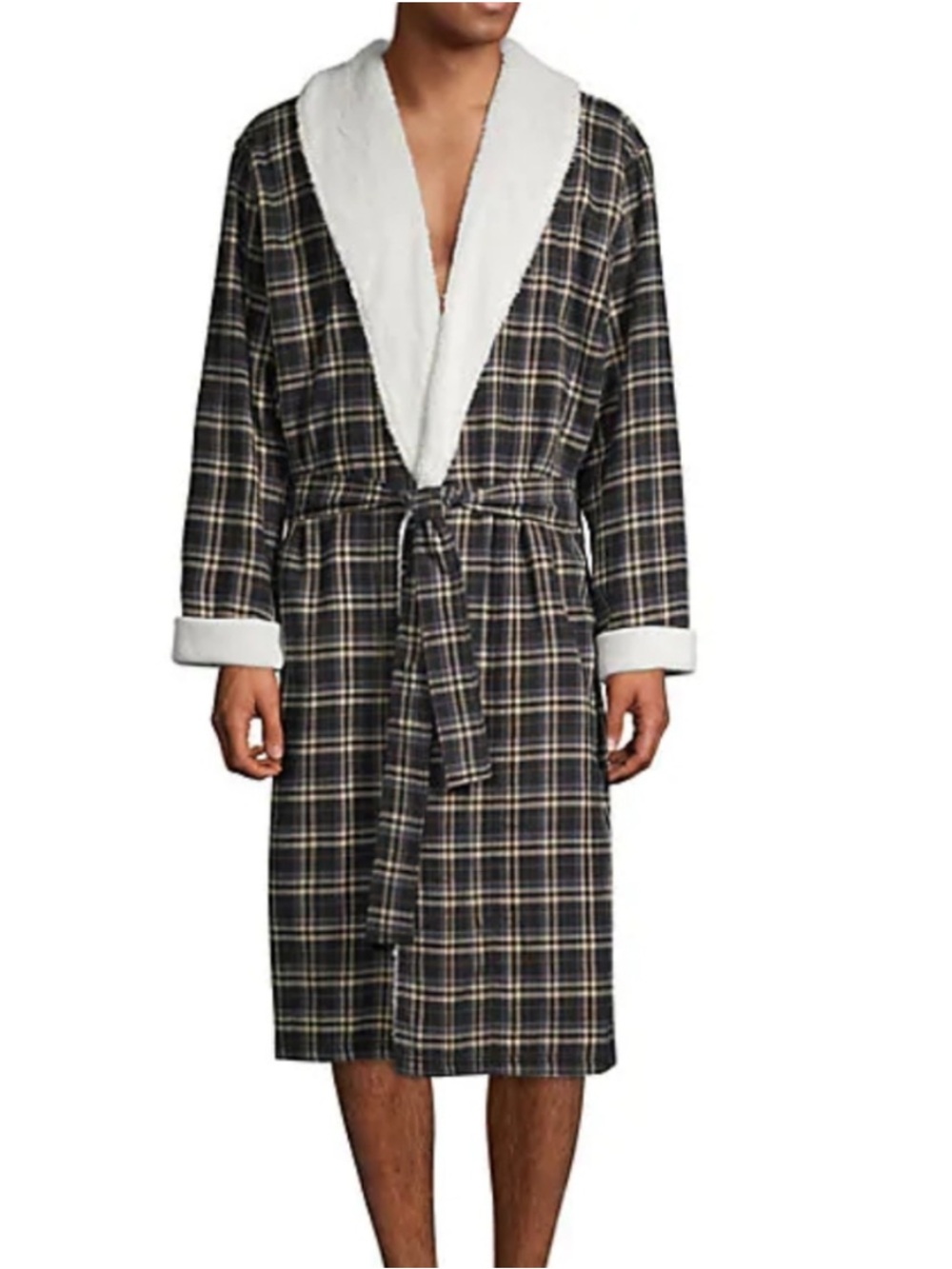 UGG Kalib Plaid Flannel Fleece Lined Robe with Tie - M/L